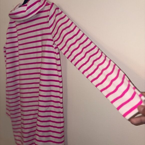 Girls J. Crew Kids Crewcuts Pink White Stripe Turtleneck Dress - size 8 - Picture 5 of 6